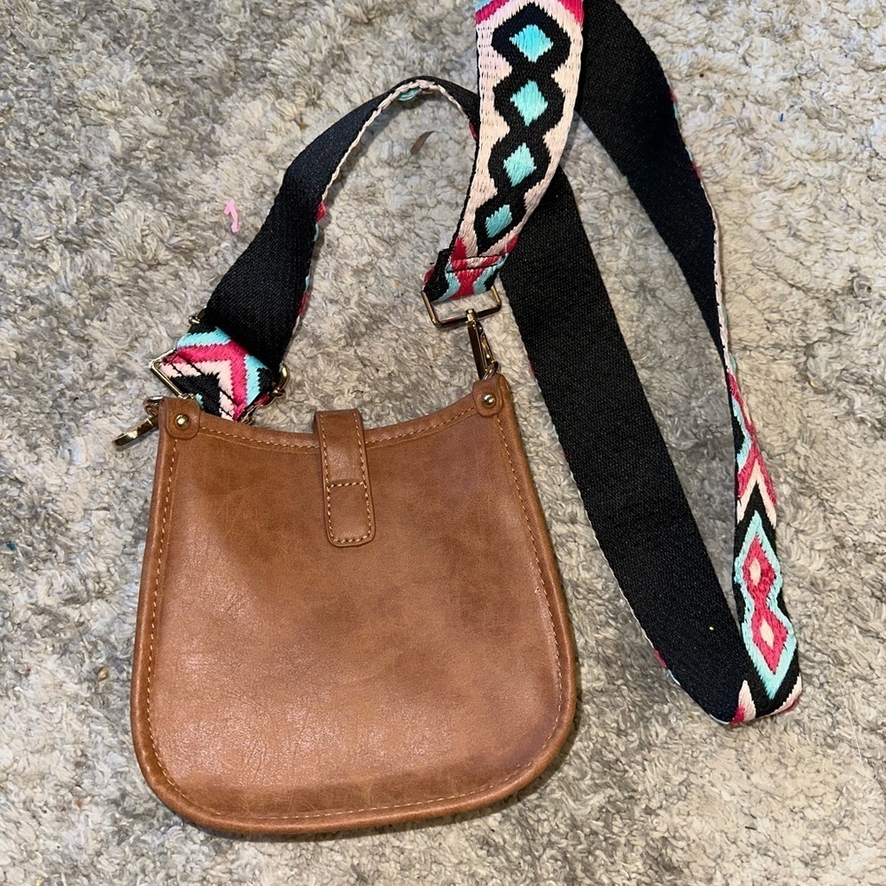 Threaded Pear Multicolor Chevron Strap Brown Leat… - image 4